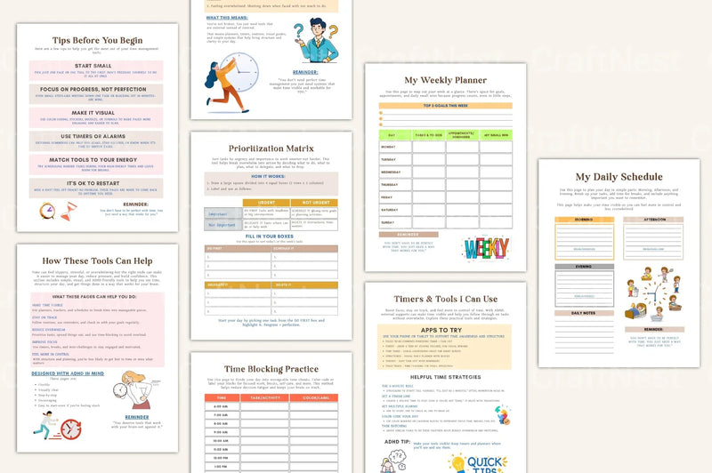 ADHD Time Management Worksheets for Improved Focus - CraftNest - Digital Crafting and Art