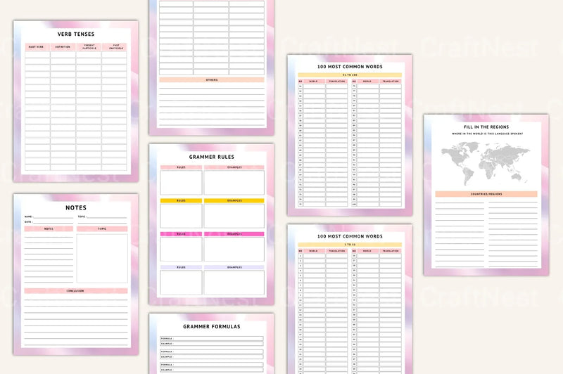 Language Practice Progress Tracker - CraftNest - Digital Crafting and Art
