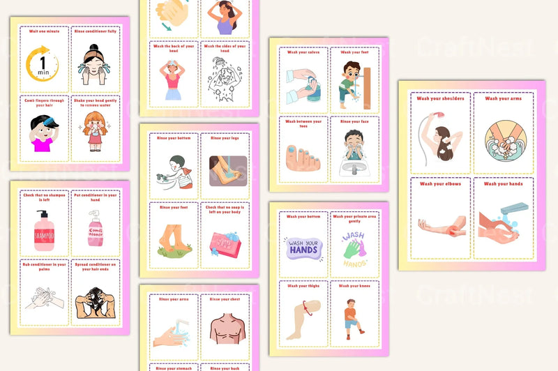 Shower Sequence Cards for Boys - CraftNest - Digital Crafting and Art
