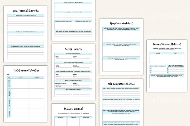 Anxiety and Depression Workbook for Mental Health - CraftNest - Digital Crafting and Art