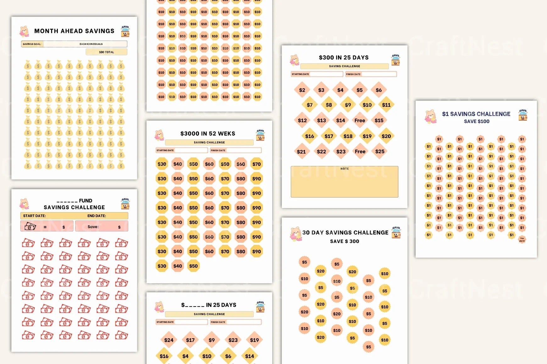 Financial Savings Challenge Guide - CraftNest - Digital Crafting and Art