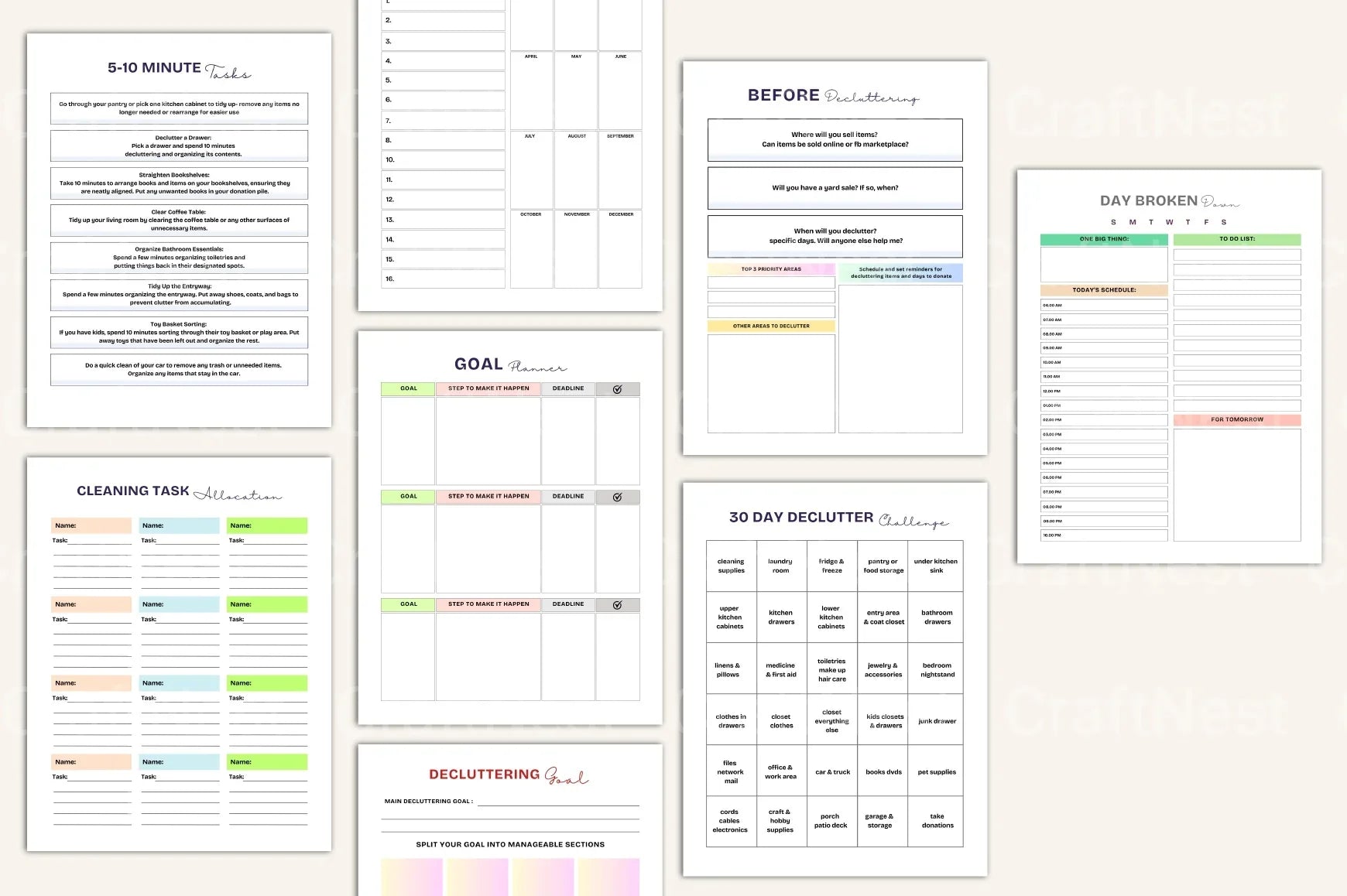 Decluttering Organizer Planner - CraftNest - Digital Crafting and Art