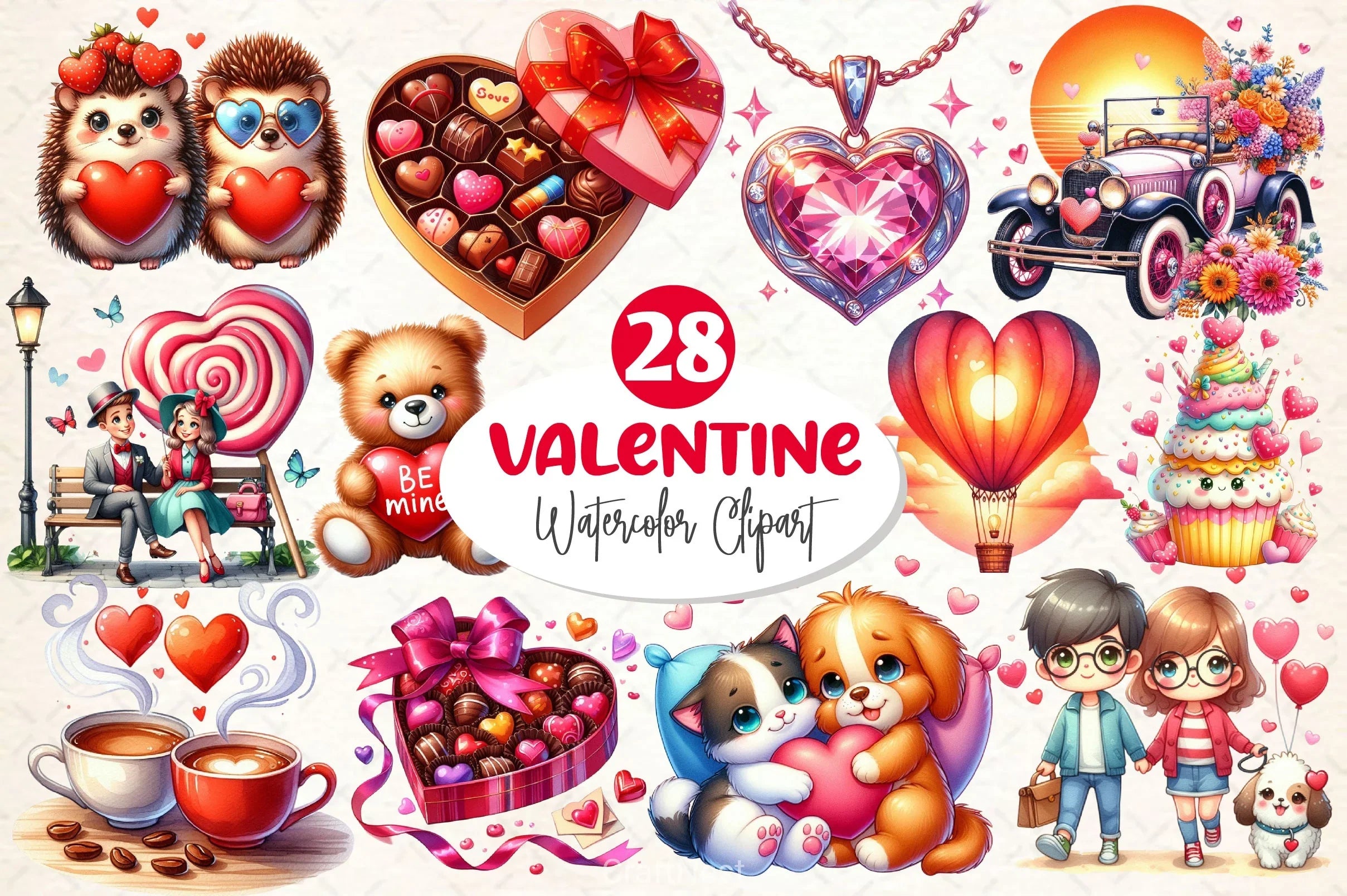 Retro Valentine's Clipart Bundle - CraftNest - Digital Crafting and Art