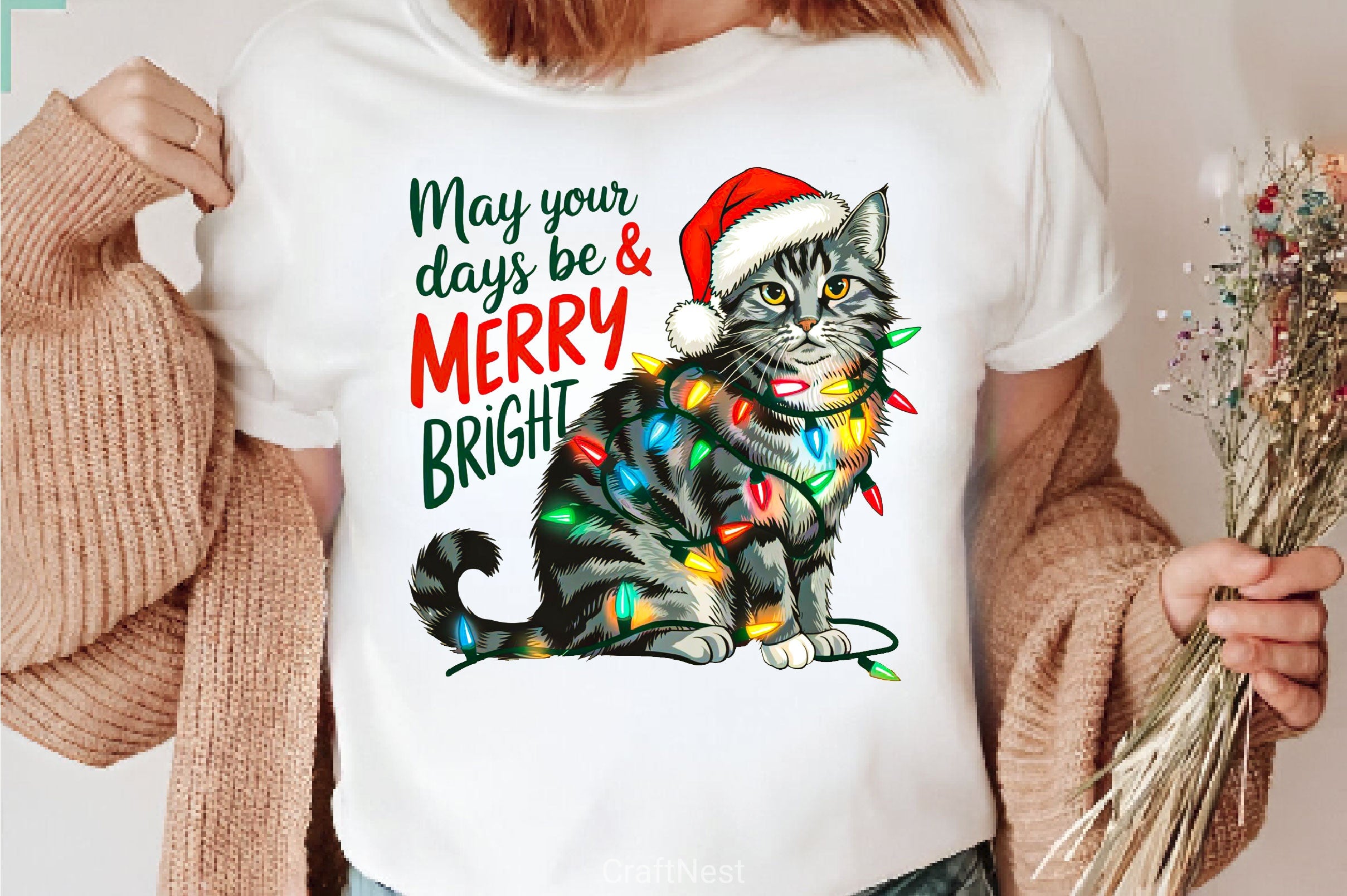 Merry And Bright Cat Christmas Clipart Bundle - CraftNest - Digital Crafting and Art
