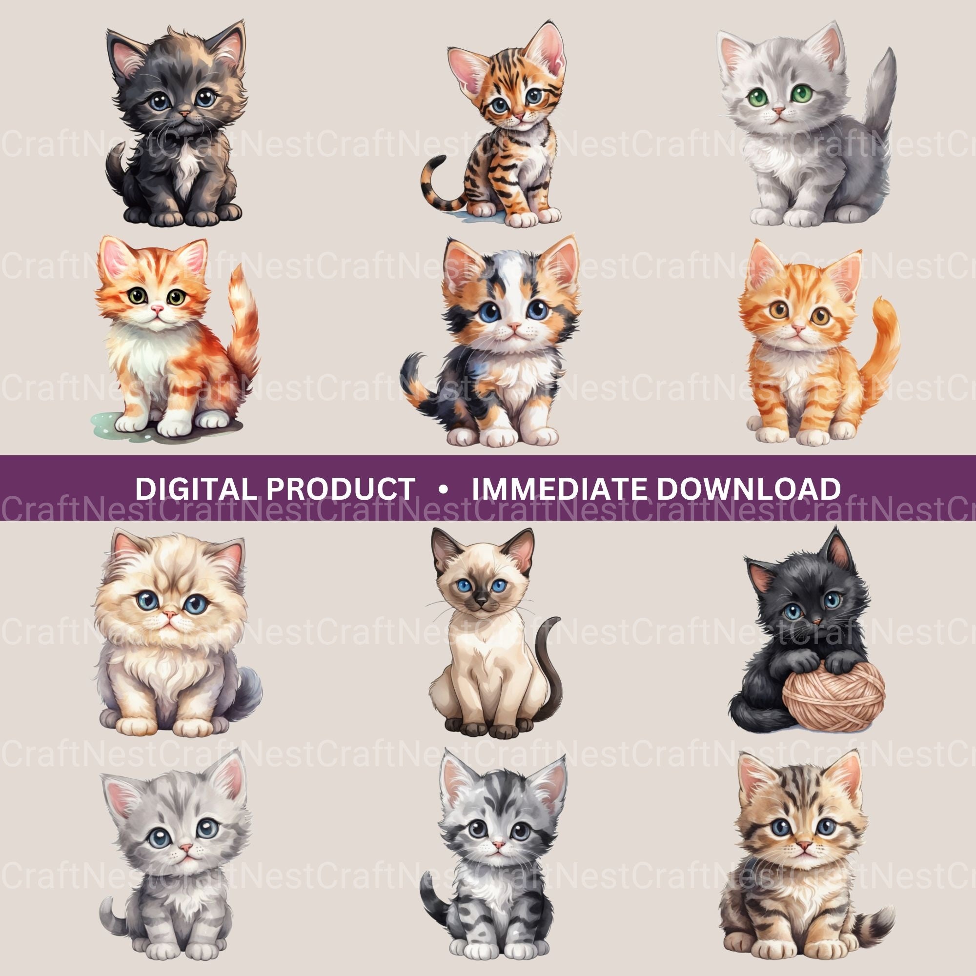 Kittens Clipart Bundle 5 - CraftNest - Digital Crafting and Art