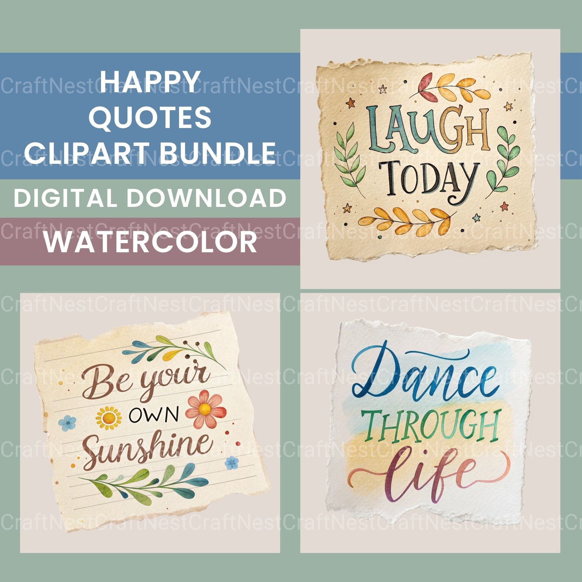 Happy Quotes Clipart Bundle - CraftNest - Digital Crafting and Art