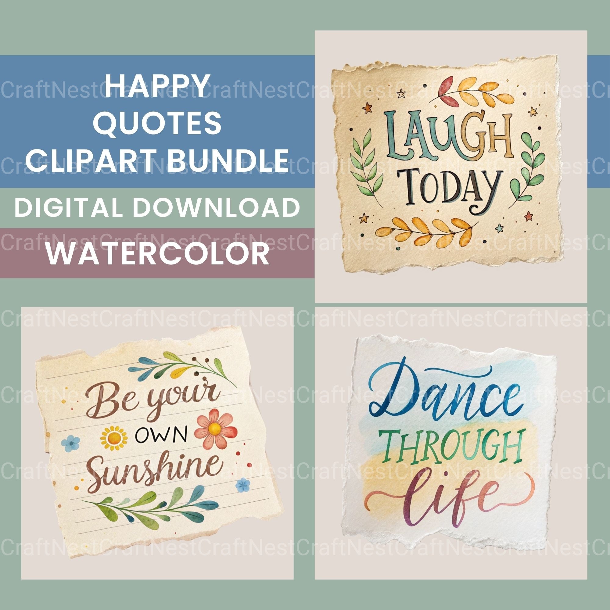 Happy Quotes Clipart Bundle - CraftNest - Digital Crafting and Art