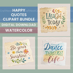 Happy Quotes Clipart Bundle - CraftNest - Digital Crafting and Art