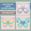 Pastel Butterflies Clipart Bundle