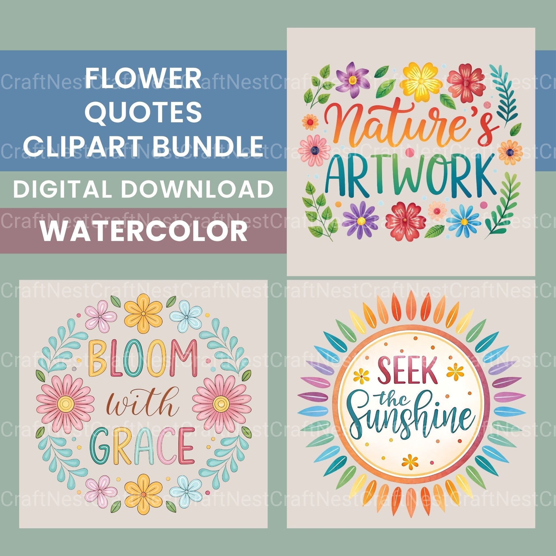 Flower Quotes Clipart Bundle - CraftNest - Digital Crafting and Art