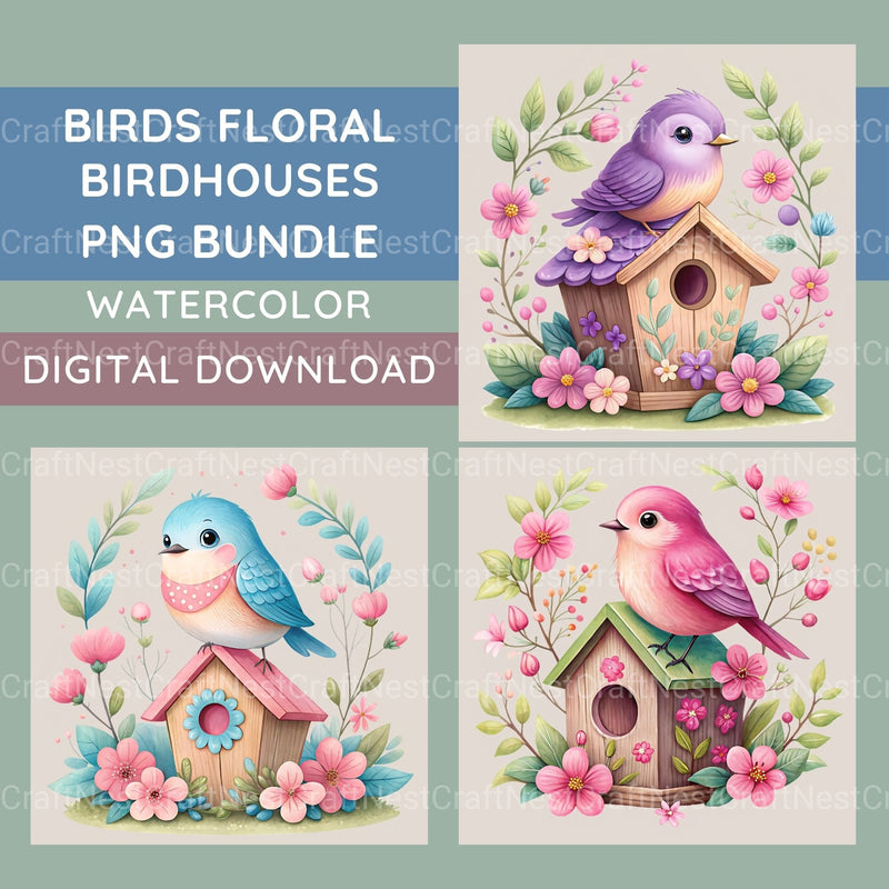 Birdhouse Floral Clipart Bundle - CraftNest - Digital Crafting and Art