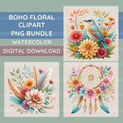 Boho Floral Clipart Bundle - CraftNest - Digital Crafting and Art