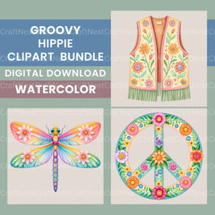 Groovy Hippie Clipart Bundle - CraftNest - Digital Crafting and Art