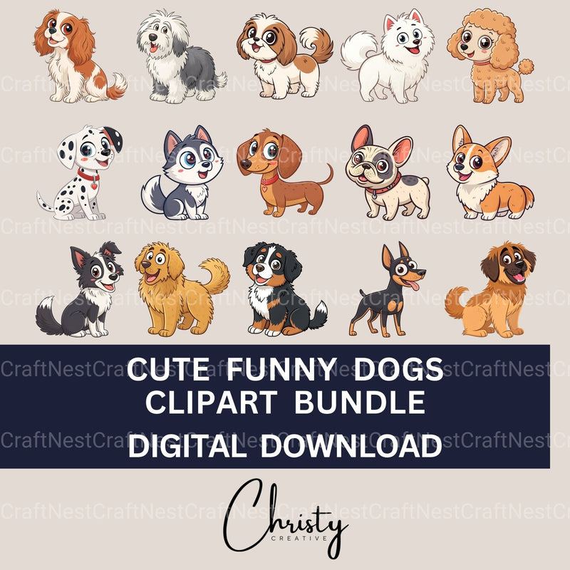 Cute Dogs Clipart Bundle - CraftNest - Digital Crafting and Art