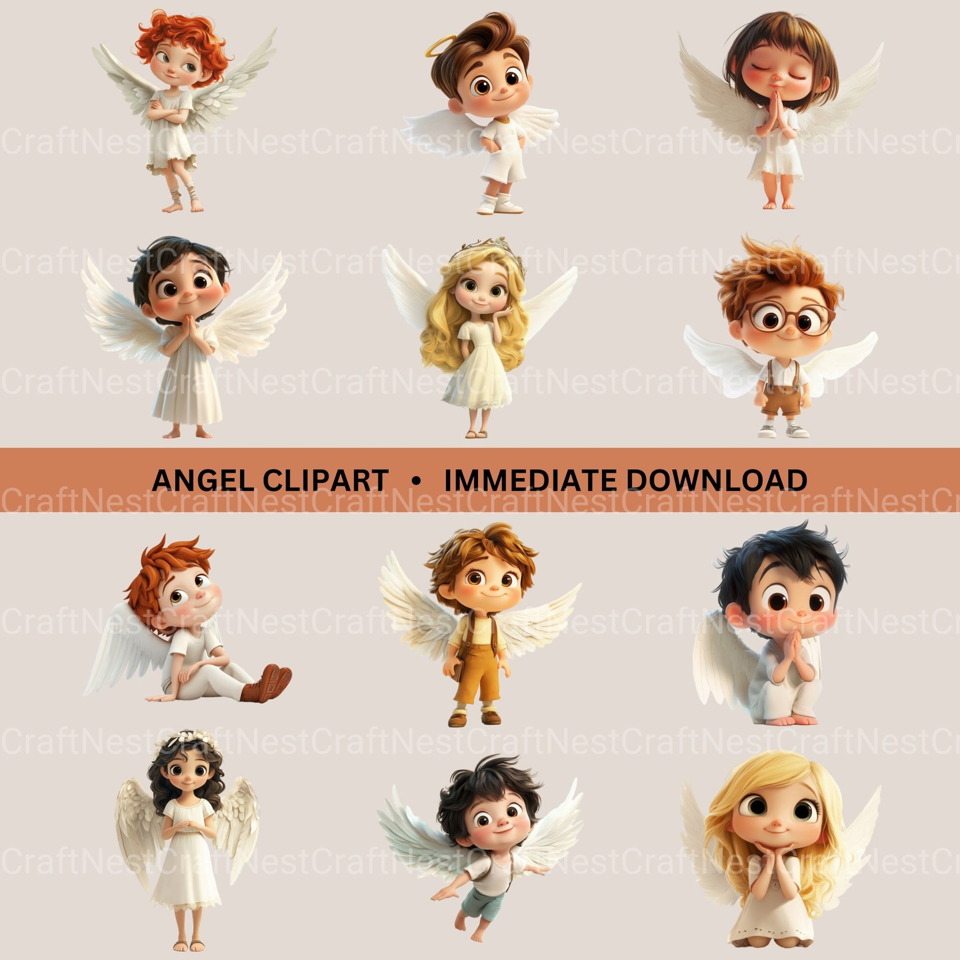 Angels Clipart Bundle - CraftNest - Digital Crafting and Art