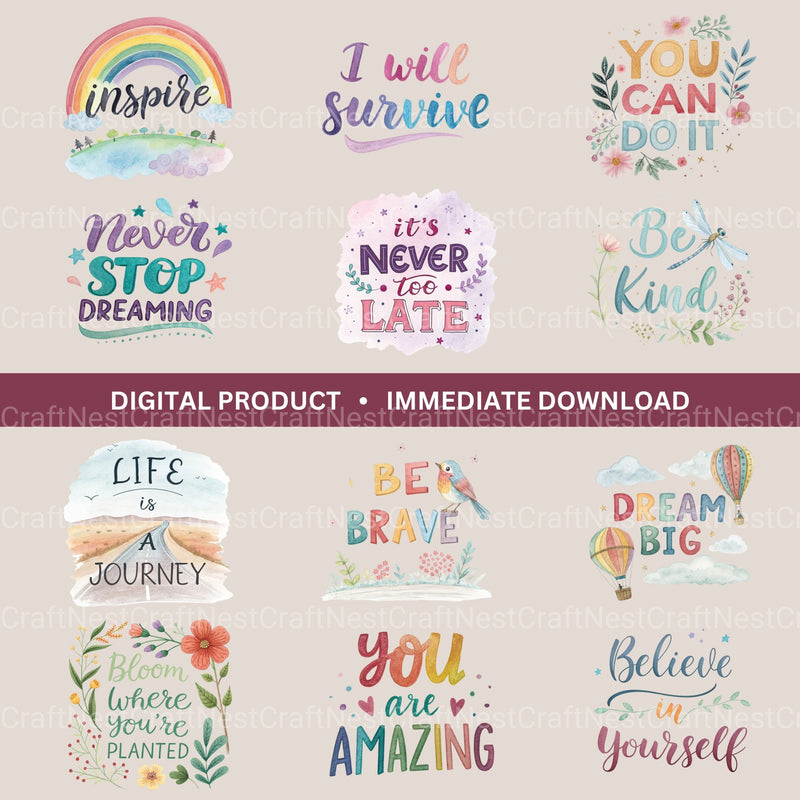 Positive Quotes Clipart Bundle - CraftNest - Digital Crafting and Art