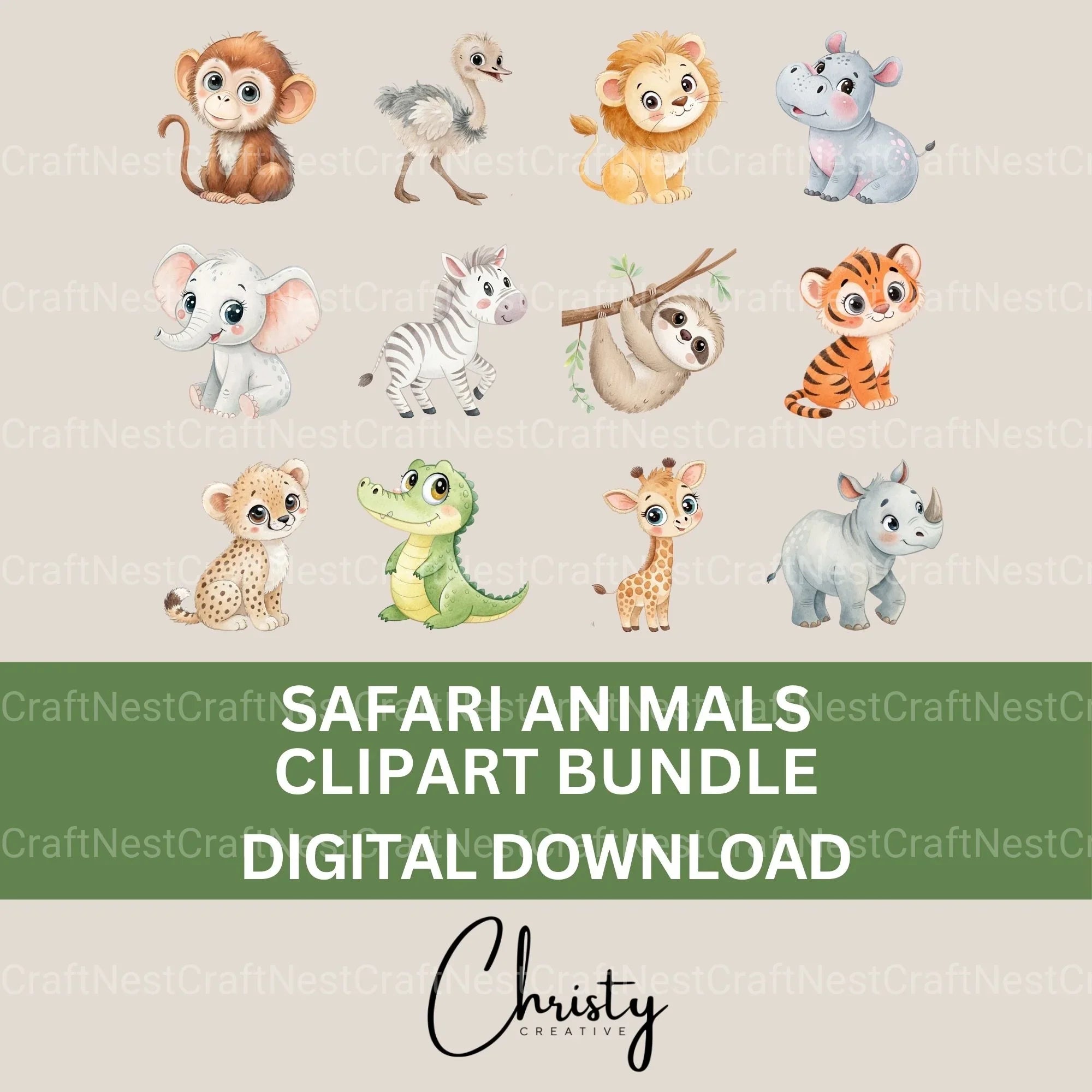 Safari Animals Clipart Bundle 5 - CraftNest - Digital Crafting and Art