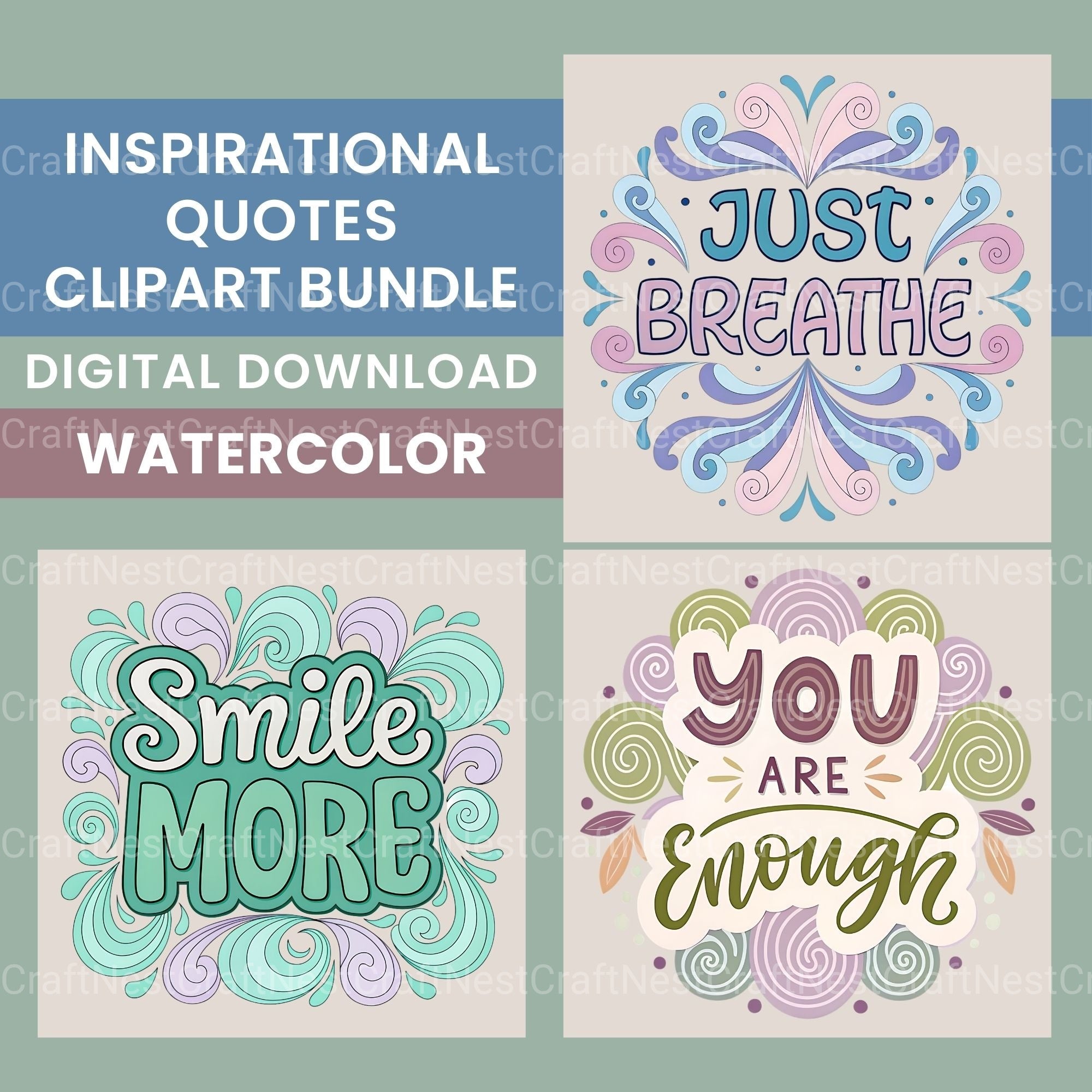 Positive Quotes Clipart Bundle - CraftNest - Digital Crafting and Art