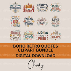 Boho Retro Quotes Clipart Bundle - CraftNest - Digital Crafting and Art