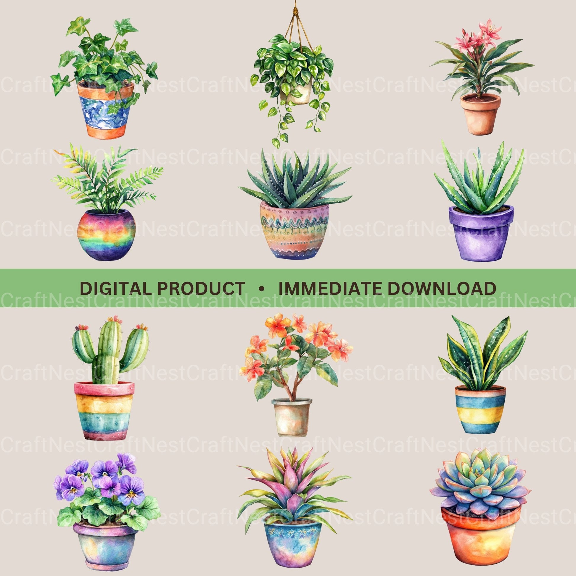 Houseplants Clipart Bundle - CraftNest - Digital Crafting and Art