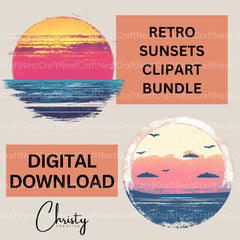 Retro Sunsets Clipart Bundle - CraftNest - Digital Crafting and Art