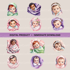 Baby Girls Clipart Bundle - CraftNest - Digital Crafting and Art