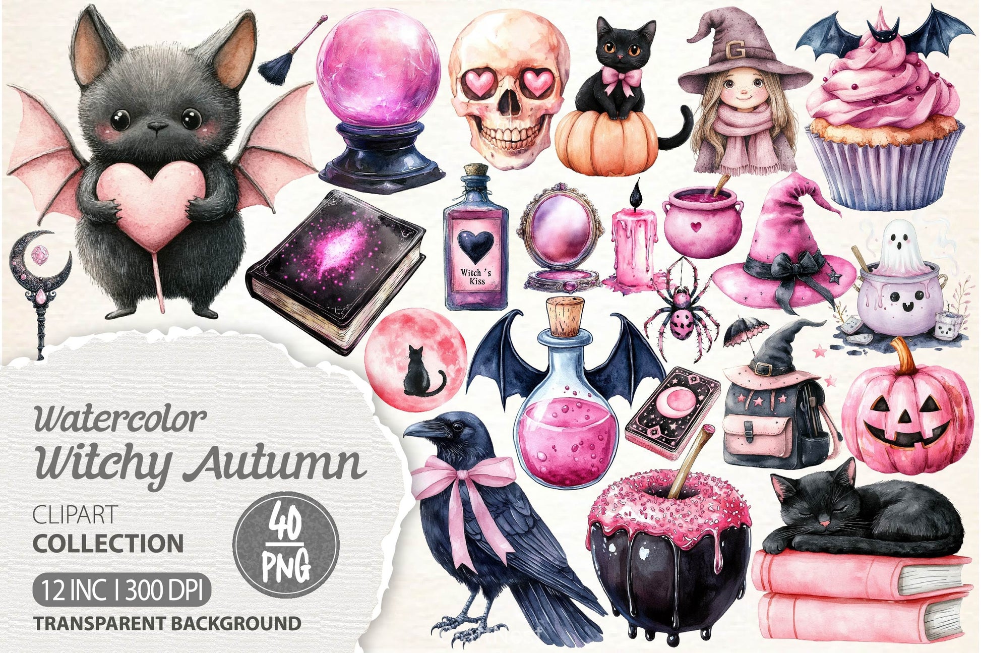 Cute Witchy Autumn Clipart Bundle - CraftNest - Digital Crafting and Art
