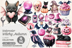 Cute Witchy Autumn Clipart Bundle - CraftNest - Digital Crafting and Art