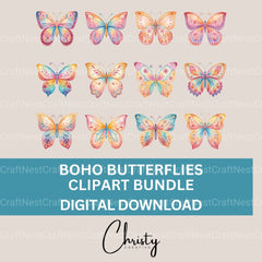 Boho Butterflies Clipart Bundle 1 - CraftNest - Digital Crafting and Art