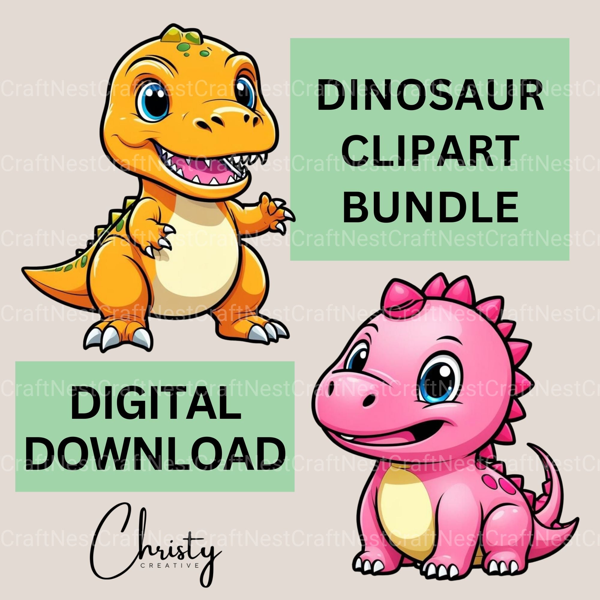 Dinosaurs Clipart Bundle 3 - CraftNest - Digital Crafting and Art