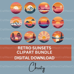 Retro Sunsets Clipart Bundle - CraftNest - Digital Crafting and Art