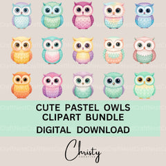 Pastel Owls Clipart Bundle - CraftNest - Digital Crafting and Art