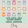 Pastel Owls Clipart Bundle