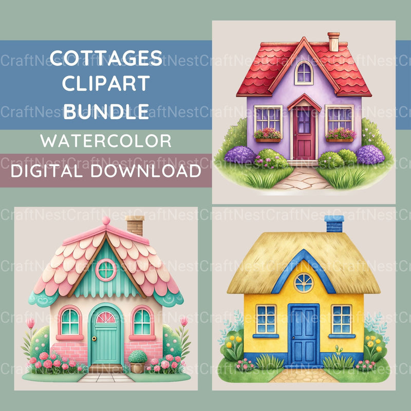 Cottages Clipart Bundle - CraftNest - Digital Crafting and Art