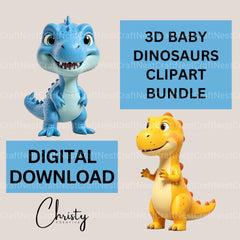 3D Baby Dinos Clipart Bundle - CraftNest - Digital Crafting and Art