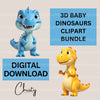 3D Baby Dinos Clipart Bundle