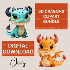 3D Dragons Clipart Bundle - CraftNest - Digital Crafting and Art