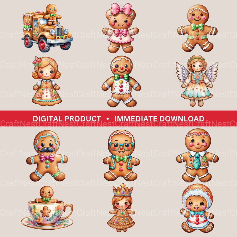 Gingerbread People Clipart Bundle - CraftNest - Digital Crafting and Art