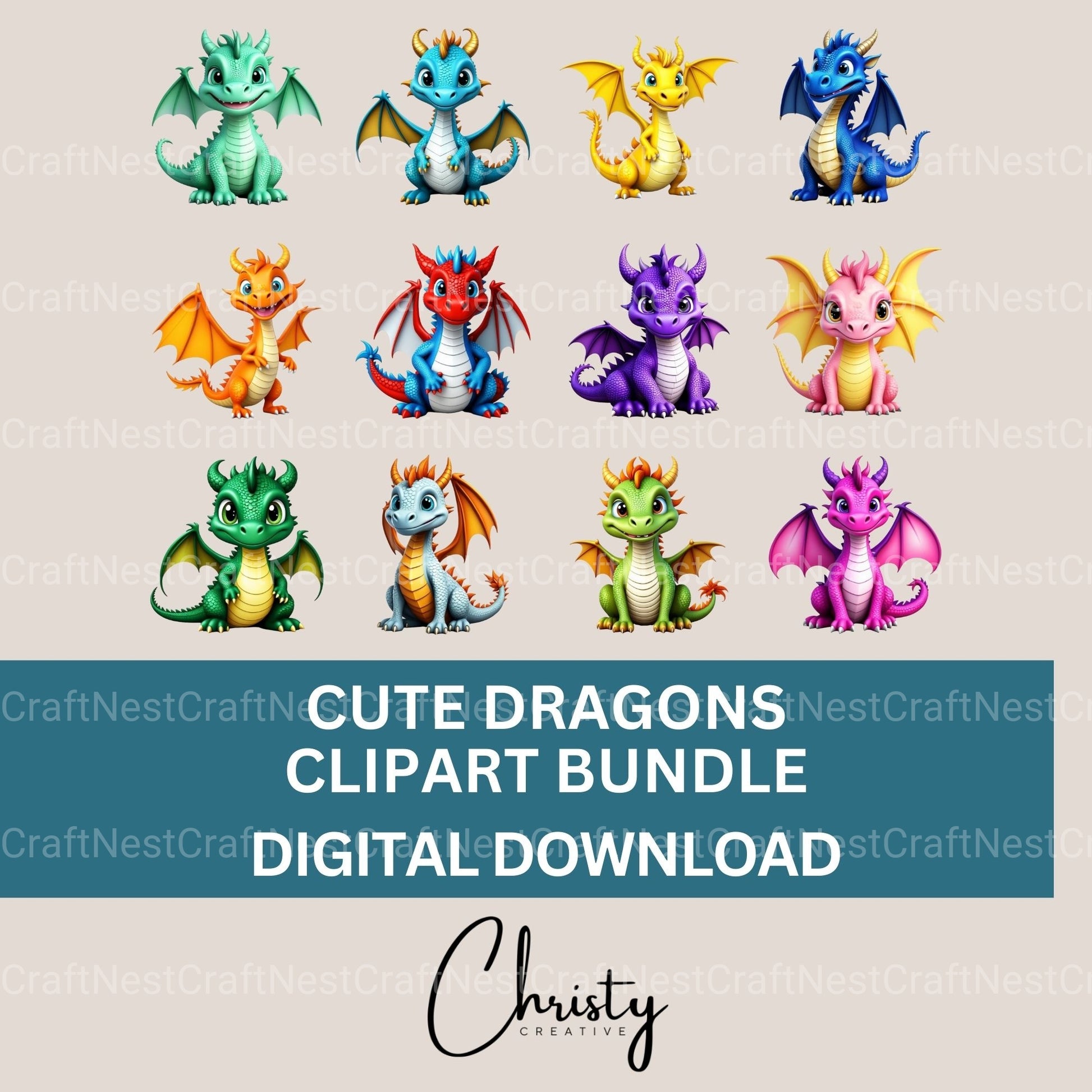 Dragons Clipart Bundle - CraftNest - Digital Crafting and Art