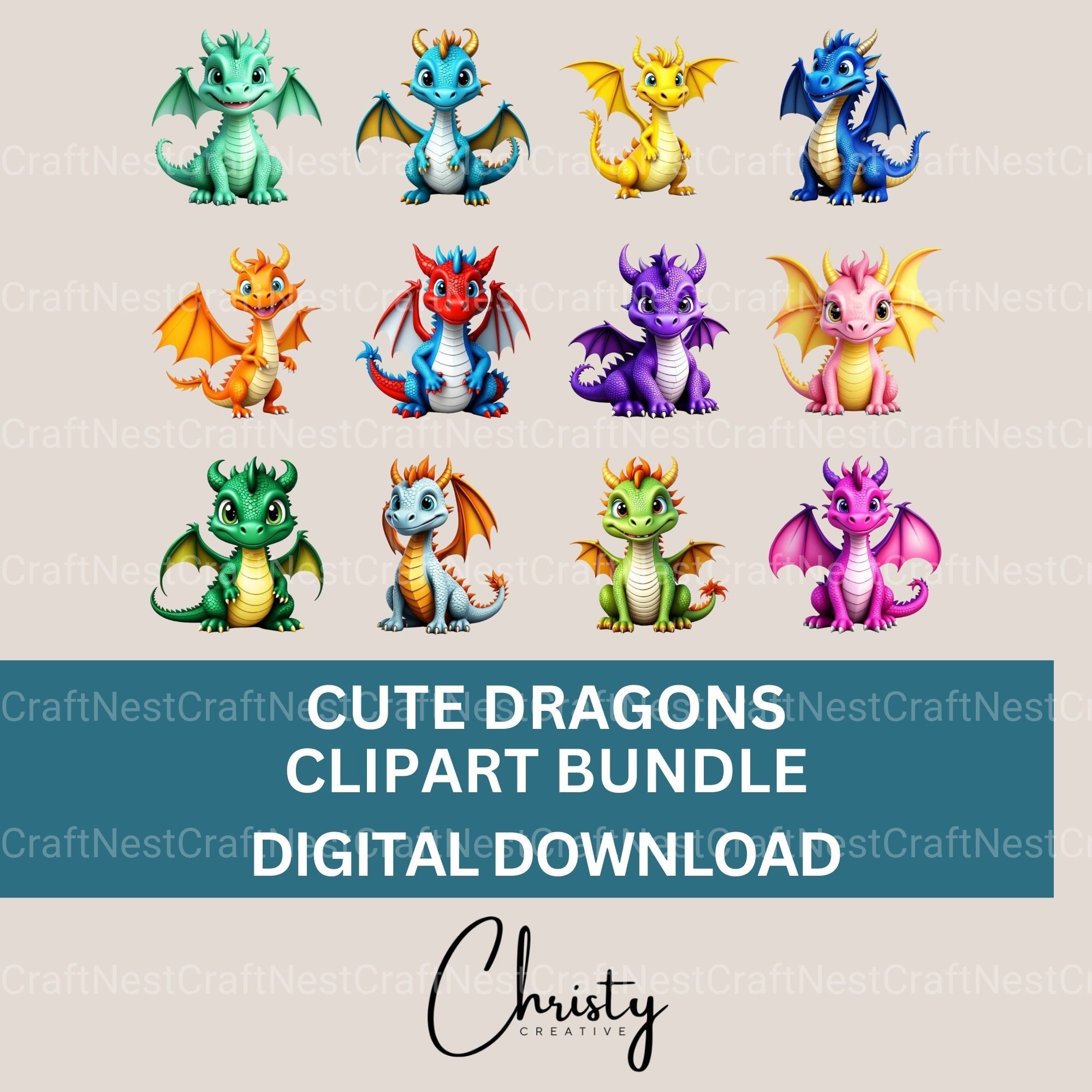 Dragons Clipart Bundle - CraftNest - Digital Crafting and Art