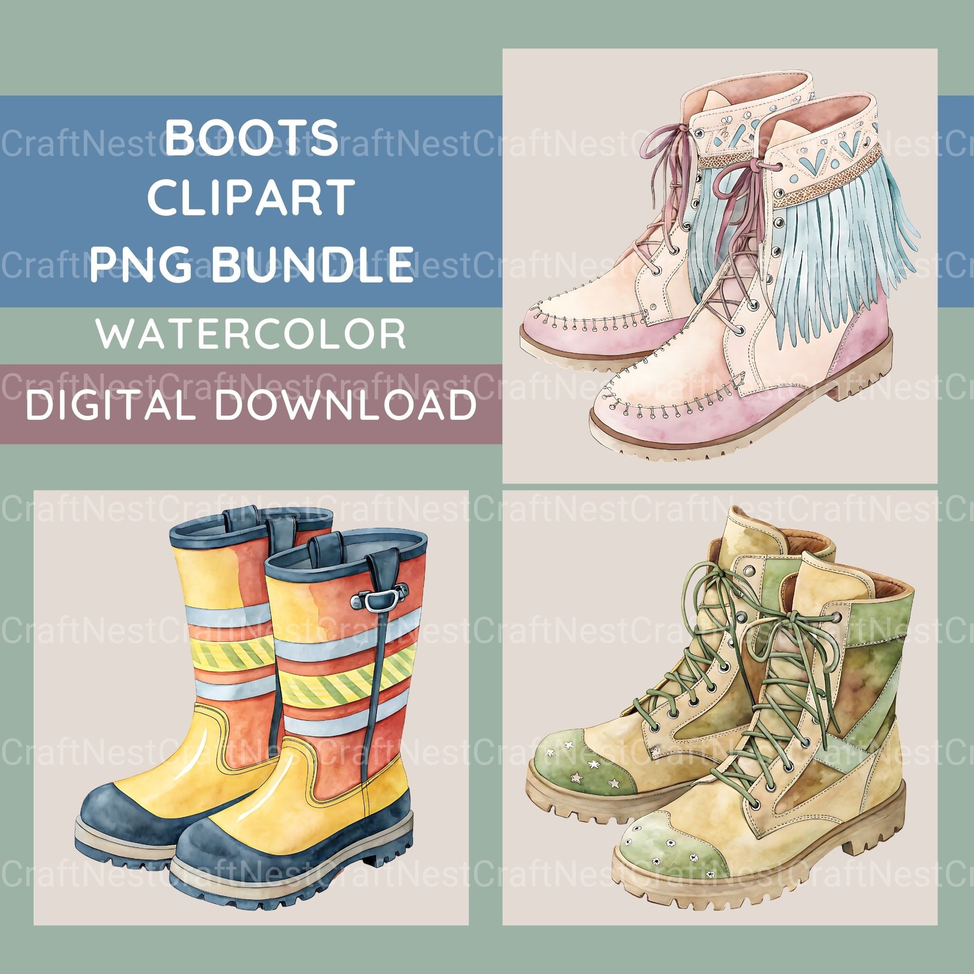 Boots Clipart Bundle - CraftNest - Digital Crafting and Art
