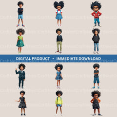Quirky Kids African American Clipart Bundle - CraftNest - Digital Crafting and Art