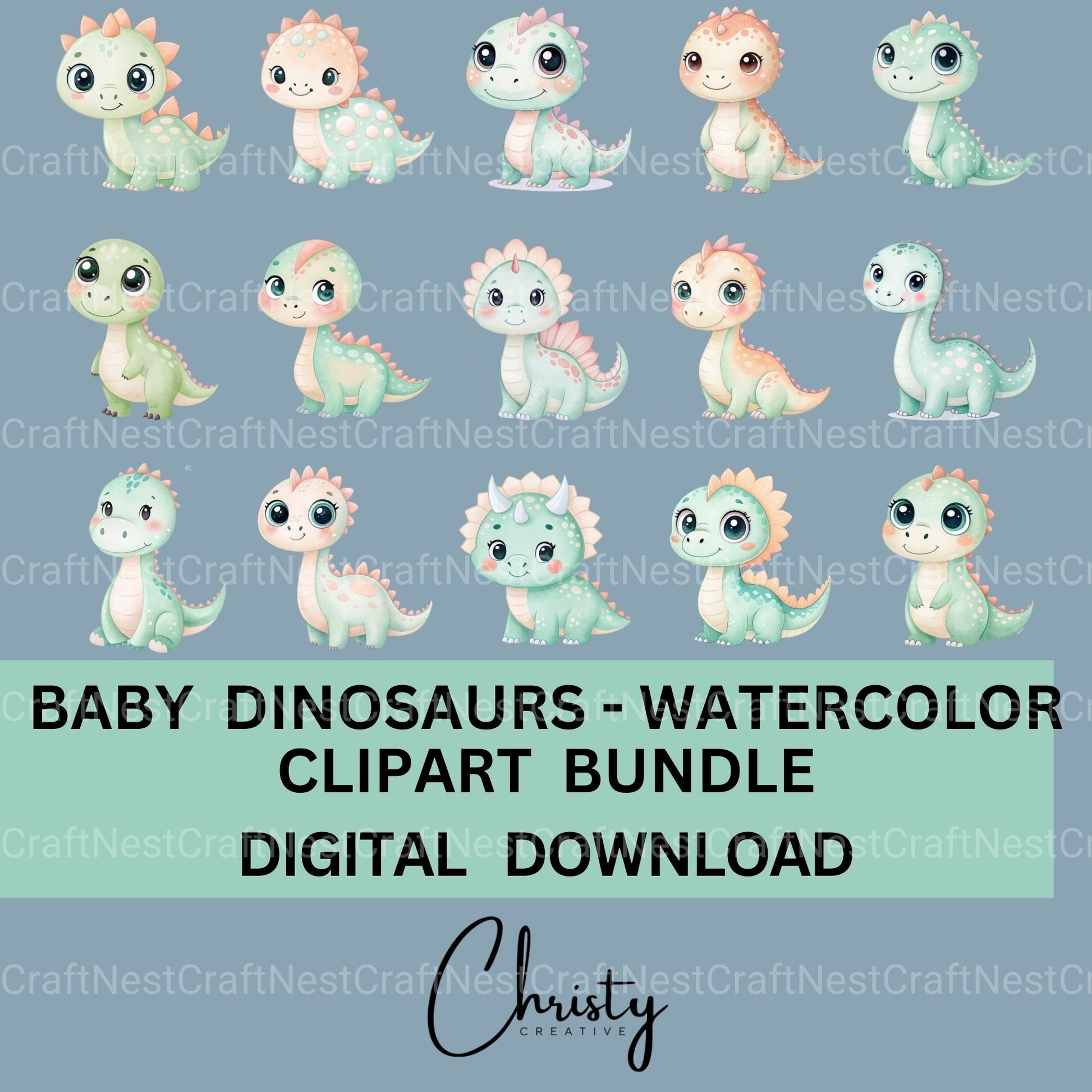 Baby Dinosaurs Clipart Bundle - CraftNest - Digital Crafting and Art
