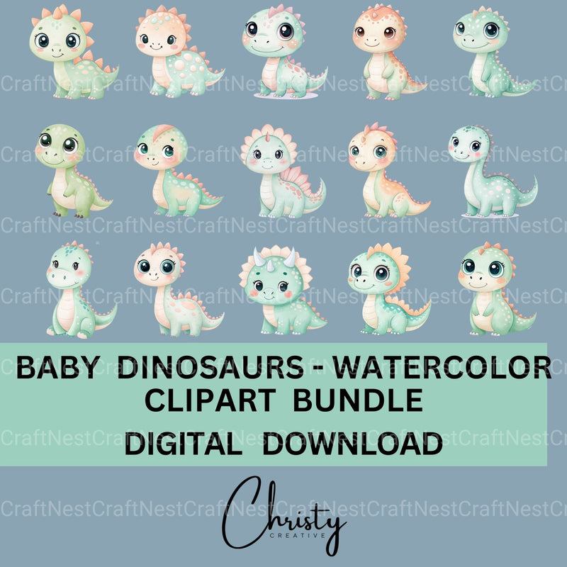 Baby Dinosaurs Clipart Bundle - CraftNest - Digital Crafting and Art