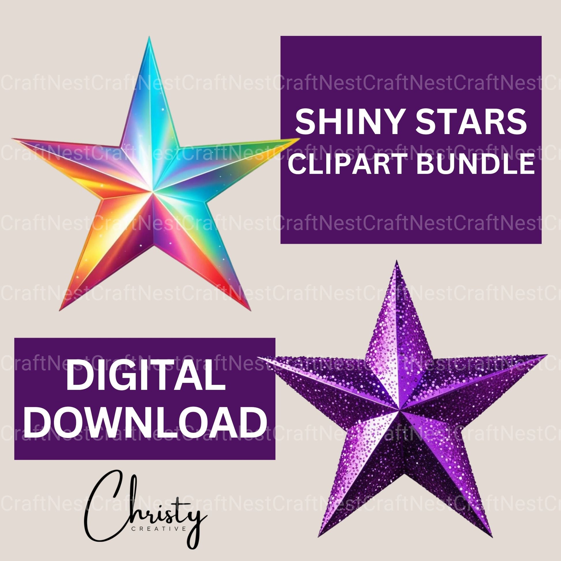 Shiny Stars Clipart Bundle - CraftNest - Digital Crafting and Art