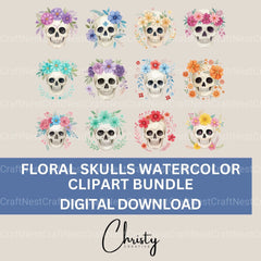 Skulls Floral Clipart Bundle - CraftNest - Digital Crafting and Art