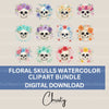 Skulls Floral Clipart Bundle