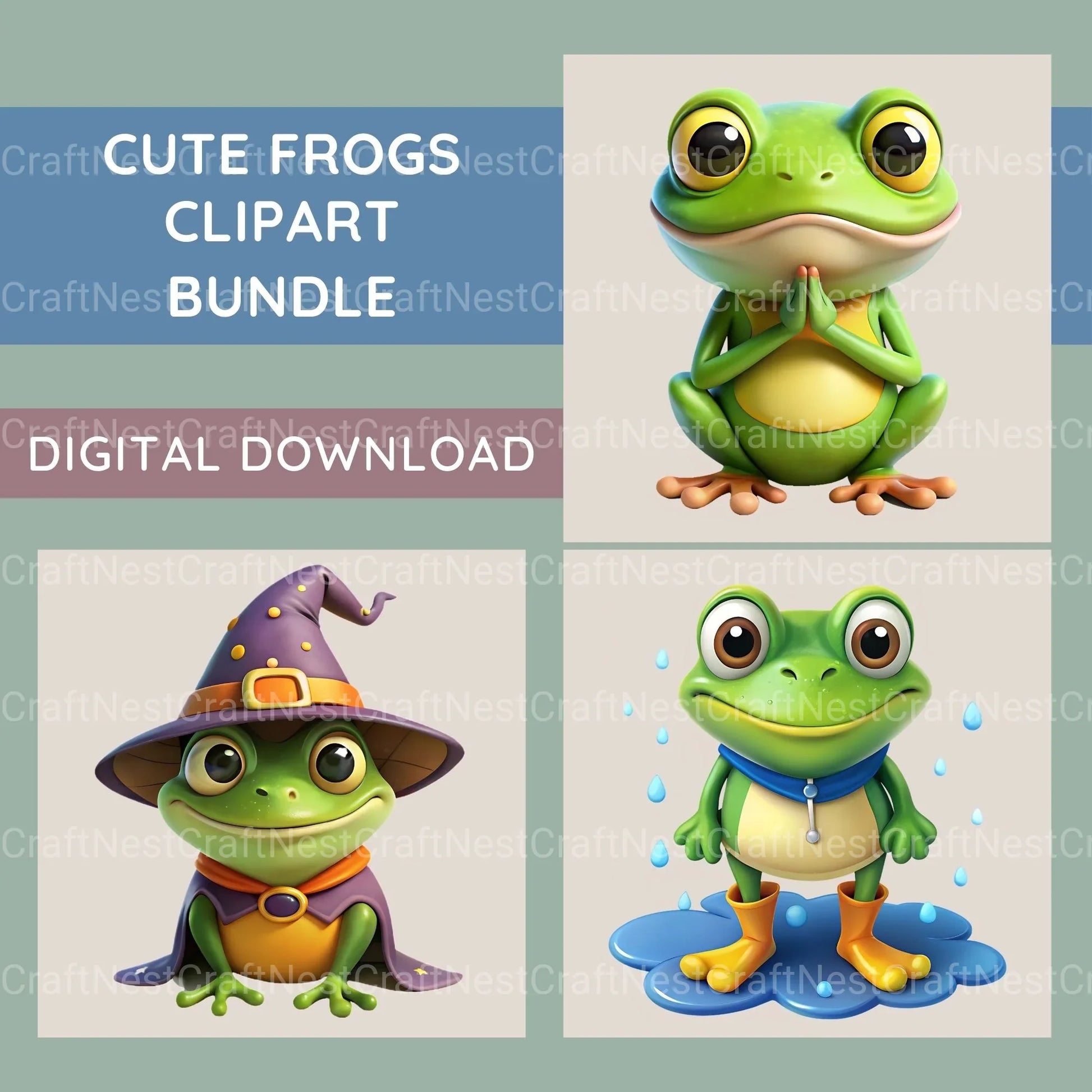 Frogs Clipart Bundle 2 - CraftNest - Digital Crafting and Art