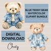 Blue Teddy Bear Clipart Bundle