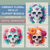 Floral Skulls Clipart Bundle 1